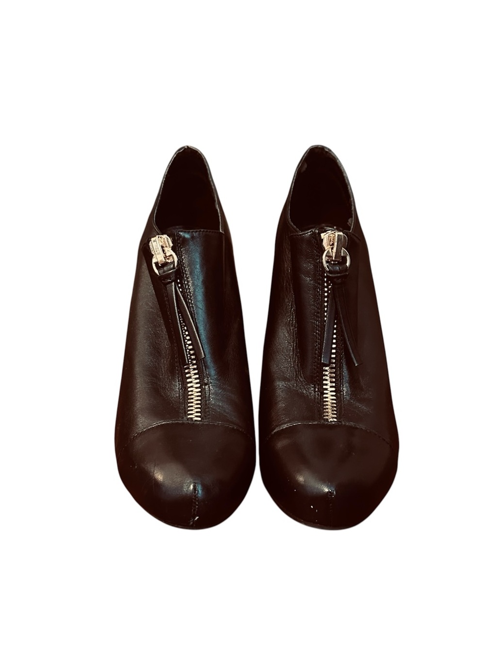 Bar III Black Leather Front-Zip Ankle Booties